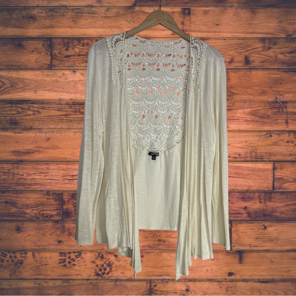 5 for $25🔥Apt. 9 Ivory‎ Lace Open Front Cardigan Sweater XL